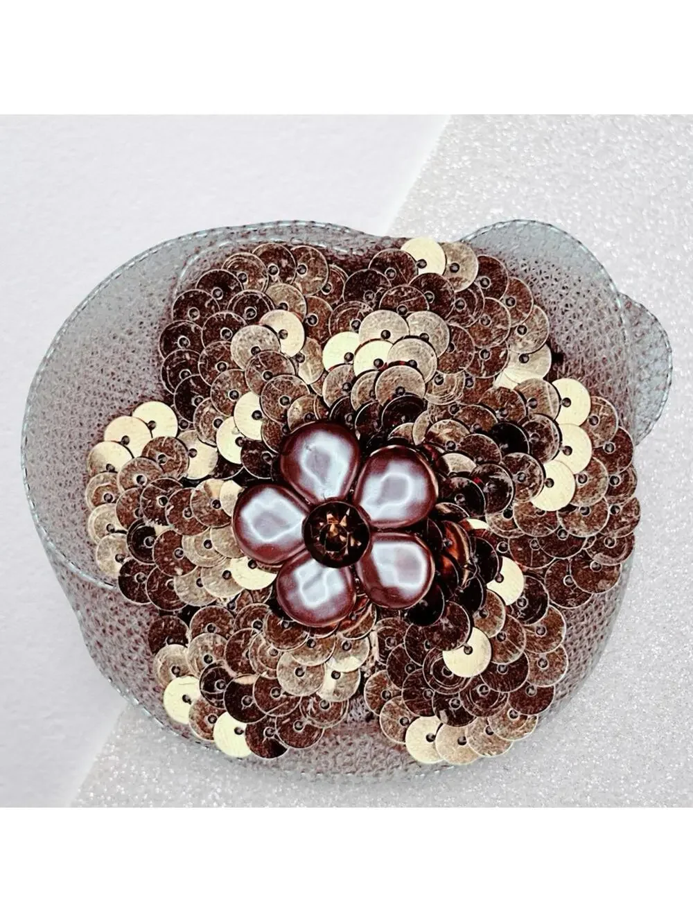 6871. Handmade Bronze Sequin Huge Brooch